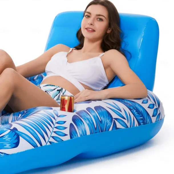 New Inflatable Floating Drainage Upper Leisure Inflatable Floating Bed Leaf Inflatable Net Floating Row With Backrest Inflatable Hammock