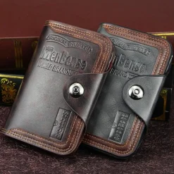 New Men Credit Card Holder Wallet Leather Short Male Purse With Coin Pocket Card Holder Trifold Wallet Men's Clutch Money Bag Coin Purses