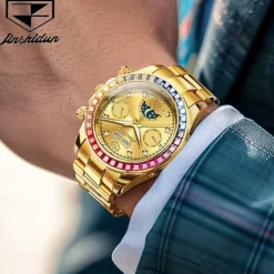 New Men'S Luminous Business Watch Perpetual Calendar Moon Phase Display Colorful Diamond Multi-Function Automatic Mechanical Watch Waterproof Sports Leisure Men'S Watch