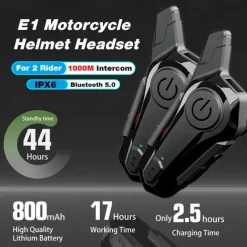 New Motorcycle Bluetooth Headset Intercom Outdoor Riding Headset, Motorcycle BT Intercom with FM Radio Helmet BT Headset Waterproof Universal Communication System for ATV Dirt Bike Motorcycle