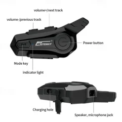 New Motorcycle Bluetooth Headset Intercom Outdoor Riding Headset, Motorcycle BT Intercom with FM Radio Helmet BT Headset Waterproof Universal Communication System for ATV Dirt Bike Motorcycle