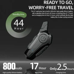 New Motorcycle Bluetooth Headset Intercom Outdoor Riding Headset, Motorcycle BT Intercom with FM Radio Helmet BT Headset Waterproof Universal Communication System for ATV Dirt Bike Motorcycle