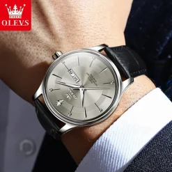 New Olevs Brand Fashion Trend Belt Men'S Watch Luminous Calendar Week Display Simple Leisure Waterproof Men'S Watch