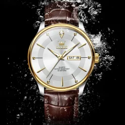 New Olevs Brand Fashion Trend Belt Men'S Watch Luminous Calendar Week Display Simple Leisure Waterproof Men'S Watch