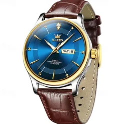 New Olevs Brand Fashion Trend Belt Men'S Watch Luminous Calendar Week Display Simple Leisure Waterproof Men'S Watch