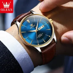 New Olevs Brand Fashion Trend Belt Men'S Watch Luminous Calendar Week Display Simple Leisure Waterproof Men'S Watch