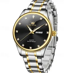 New Olevs Brand Men'S Business Watch Luminous Calendar Week Display Diamonds Fashion Trend Quartz Watch Leisure Waterproof Sports Men'S Wristwatch