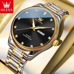 New Olevs Brand Men'S Business Watch Luminous Calendar Week Display Diamonds Fashion Trend Quartz Watch Leisure Waterproof Sports Men'S Wristwatch