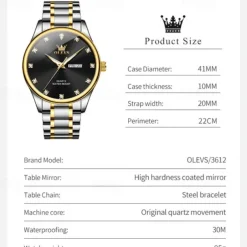 New Olevs Brand Men'S Business Watch Luminous Calendar Week Display Diamonds Fashion Trend Quartz Watch Leisure Waterproof Sports Men'S Wristwatch