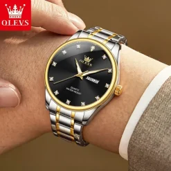 New Olevs Brand Men'S Business Watch Luminous Calendar Week Display Diamonds Fashion Trend Quartz Watch Leisure Waterproof Sports Men'S Wristwatch
