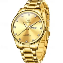 New Olevs Brand Men'S Business Watch Luminous Calendar Week Display Diamonds Fashion Trend Quartz Watch Leisure Waterproof Sports Men'S Wristwatch