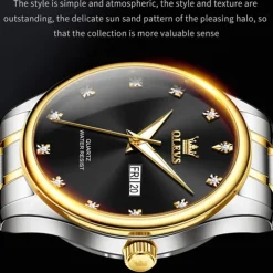 New Olevs Brand Men'S Business Watch Luminous Calendar Week Display Diamonds Fashion Trend Quartz Watch Leisure Waterproof Sports Men'S Wristwatch