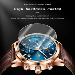 New Olevs Olevs Brand Hand Men'S Belt Business Watch Luminous Moon Phase Chronograph Calendar Multifunctional Sports Watch Simple Waterproof Leisure Men'S Wristwatch