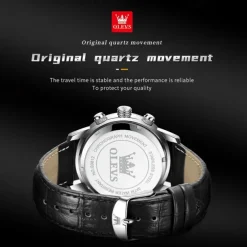 New Olevs Olevs Brand Hand Men'S Belt Business Watch Luminous Moon Phase Chronograph Calendar Multifunctional Sports Watch Simple Waterproof Leisure Men'S Wristwatch