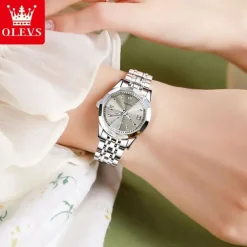 New Olevs Olevs Brand Stainless Steel Band Women'S Fashion Watches Calendar Luminous Niche Light Luxury Simple Leisure Waterproof Sports Ladies Quartz Wristwatch