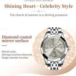 New Olevs Olevs Brand Stainless Steel Band Women'S Fashion Watches Calendar Luminous Niche Light Luxury Simple Leisure Waterproof Sports Ladies Quartz Wristwatch