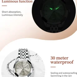 New Olevs Olevs Brand Stainless Steel Band Women'S Fashion Watches Calendar Luminous Niche Light Luxury Simple Leisure Waterproof Sports Ladies Quartz Wristwatch