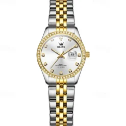 New Olevs Olevs Brand Women'S Trend Fashion Steel Belt Watch Calendar Luminous With Diamonds Simple Leisure Quartz Watch Waterproof Sports Versatile Wristwatch