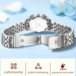 New Olevs Olevs Brand Women'S Trend Fashion Steel Belt Watch Calendar Luminous With Diamonds Simple Leisure Quartz Watch Waterproof Sports Versatile Wristwatch