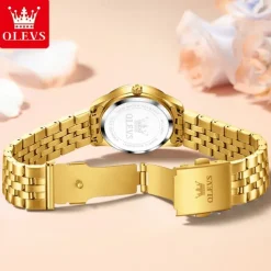 New Olevs Olevs Brand Women'S Trend Fashion Steel Belt Watch Calendar Luminous With Diamonds Simple Leisure Quartz Watch Waterproof Sports Versatile Wristwatch
