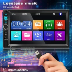 New Pro 2 Din 7'' HD 1080P Touch Screen Autoradio Bluetooth Car Stereo Radio Car MP5 Player Build-in FM AUX USB SD Function Support Mirror Link + Backup Camera(optional)