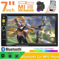 New Pro 2 Din 7'' HD 1080P Touch Screen Autoradio Bluetooth Car Stereo Radio Car MP5 Player Build-in FM AUX USB SD Function Support Mirror Link + Backup Camera(optional)