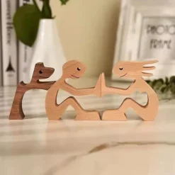 New Product Puppy Family Ornaments Wooden Crafts Ornaments Tabletop Ornaments Creative Decorative Animal Ornaments