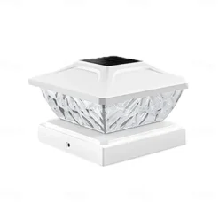 New Solar Powered LED Square Fence Light Solar Post Light White Warm Lamp Outdoor Lighting Waterproof Pillar IP65 Outdoor Solar Lamp for Garden 1PC