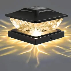 New Solar Powered LED Square Fence Light Solar Post Light White Warm Lamp Outdoor Lighting Waterproof Pillar IP65 Outdoor Solar Lamp for Garden 1PC