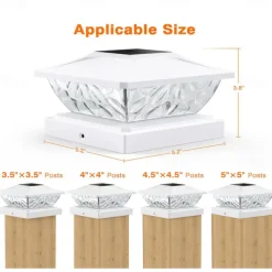 New Solar Powered LED Square Fence Light Solar Post Light White Warm Lamp Outdoor Lighting Waterproof Pillar IP65 Outdoor Solar Lamp for Garden 1PC