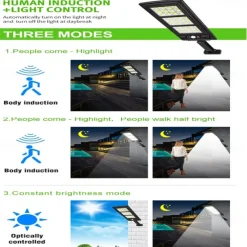New Solar Street Light Human Induction Light, Remote-Controlled Road Light Outdoor Waterproof High-Power Super Bright Home Courtyard Light Garage Road Garden Lighting 1PC