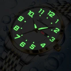 New Stainless Steel With Large Dial Fashion Men'S Business Watch Luminous Calendar Week Display Casual Trend Quartz Watch Brand Luxury Simple Versatile Men'S Sports Watch