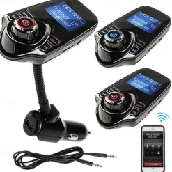 NEW T10 Hands-free Bluetooth Car Kit MP3 Music Player FM Transmitter 5V 2.1A USB Car Charger 1.44