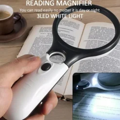 New Upgrade 3X 45X Handheld Magnifier 3 LED Light Reading Magnifying Glass Jewelry Repair Tool Jewellery Loupe