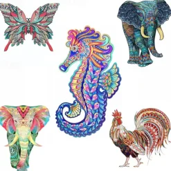 New Wood Animal Puzzle A5 A4 A3 Size Baby Toy 3D Jigsaw Set Board Game for Adults Kids Gifts Educational Toy Tangram Puzzles