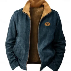 New Year Christmas Men's Deer Sweatshirts Sweatshirt Zip Sweatshirt Long Sleeve Sweatshirt Stand Collar Daily Basic Casual 3D Printing Christmas Party New Year Full Zip Stand Collar Winter Spring