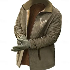 New Year Christmas Men's Deer Sweatshirts Zip Sweatshirt Long Sleeve Sweatshirt Stand Collar Sports Daily Simple 3D Printing Full Zip Stand Collar Winter Spring & Fall