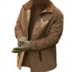 New Year Christmas Men's Deer Sweatshirts Zip Sweatshirt Long Sleeve Sweatshirt Stand Collar Sports Daily Simple 3D Printing Full Zip Stand Collar Winter Spring & Fall