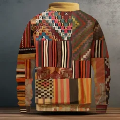 New Year Christmas Men's 3D Print Plaid / Check 3D Sweatshirts Sweatshirt Zip Sweatshirt Quarter Zip Sweatshirt Long Sleeve Sweatshirt Half Zip Zip Quarter Zip Cool 3D Printing Vacation Party New Year