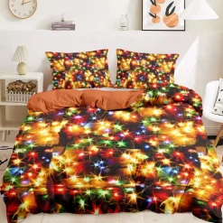 New Year Colorful Duvet Cover Set 100% Cotton, Soft and Breathable Fabric, Vibrant and Festive Design, Includes Duvet Cover and Pillowcases, Hypoallergenic and Skin-Friendly, Machine Washable, Durable