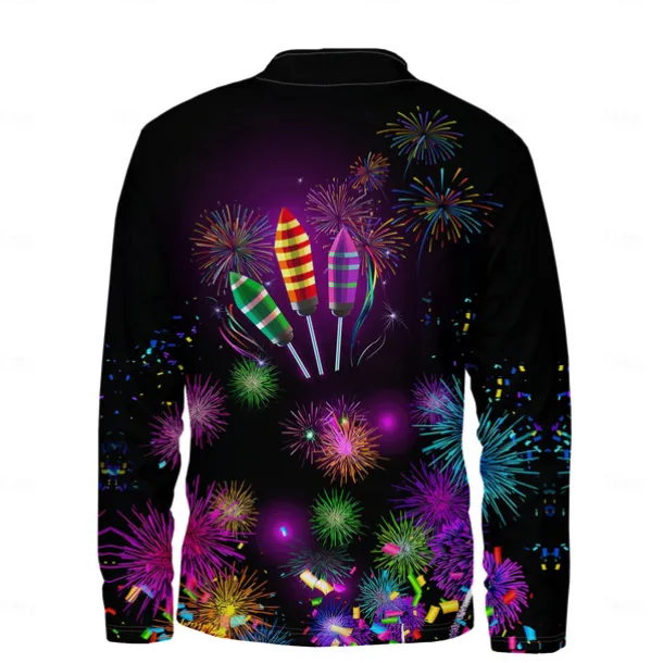 New Year Men's Graphic Happy New Year Hoodies Daily Casual Long Sleeve Stand Collar Vacation Going out Streetwear Black Print Spring & Fall Designer