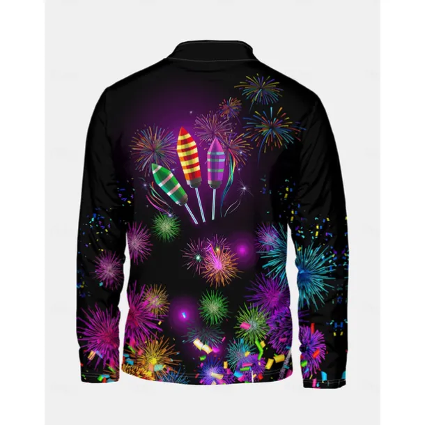 New Year Men's Graphic Happy New Year Hoodies Daily Casual Long Sleeve Stand Collar Vacation Going out Streetwear Black Print Spring & Fall Designer