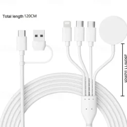 Newest 1.2m New Arrival 3 In 1 Mobile Phone Fast Charge Cable Customized Different Colors 4 in 1 watch & phone charger cable