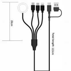 Newest 1.2m New Arrival 3 In 1 Mobile Phone Fast Charge Cable Customized Different Colors 4 in 1 watch & phone charger cable