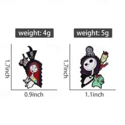 Night Before Christmas Enamel Pin - Creative Cute Jack Sally Gifts for Fans Cartoon Pin for Clothes Backpack Bag Hat Collection