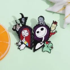 Night Before Christmas Enamel Pin - Creative Cute Jack Sally Gifts for Fans Cartoon Pin for Clothes Backpack Bag Hat Collection