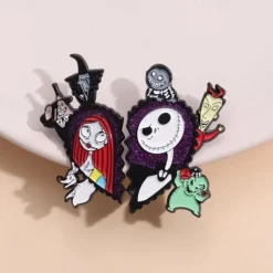Night Before Christmas Enamel Pin - Creative Cute Jack Sally Gifts for Fans Cartoon Pin for Clothes Backpack Bag Hat Collection