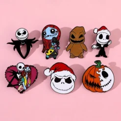 Night Before Christmas Enamel Pin - Creative Cute Jack Sally Gifts for Fans Cartoon Pin for Clothes Backpack Bag Hat Collection
