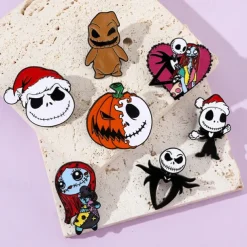 Night Before Christmas Enamel Pin - Creative Cute Jack Sally Gifts for Fans Cartoon Pin for Clothes Backpack Bag Hat Collection