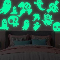 Night Glow Ghost Halloween Glowing Wall Sticker Living Room Bedroom Children's Room Wall Self adhesive Holiday Decoration Creative Sticker